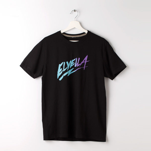 Camiseta unisex negra- logo ELYELLA degradado